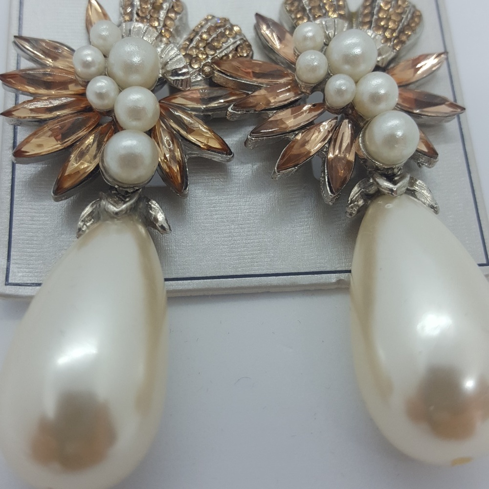 Marchesa peal and crystals drop earrings - Picture 2 of 5